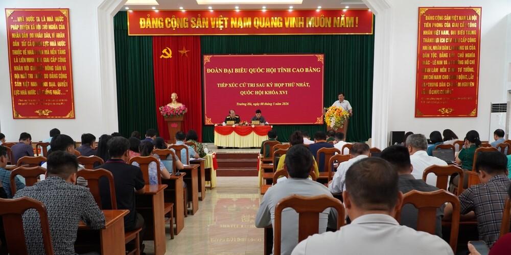 Đoàn đại biểu Quốc hội tỉnh Cao Bằng tiếp xúc cử tri tại xã Trường Hà sau kỳ họp thứ nhất, Quốc hội khoá XVI