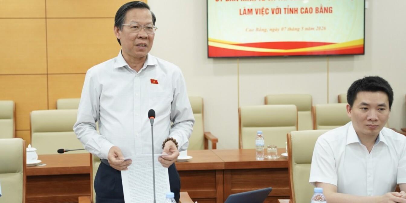 Chủ nhiệm Ủy ban Kinh tế và Tài chính Phan Văn Mãi cùng đoàn công tác khảo sát tại tỉnh Cao Bằng