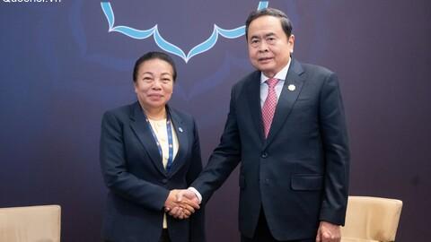 Chủ tịch quốc hội Trần Thanh Mẫn tiếp Phó Chủ tịch Quốc hội Lào Sounthone Xayachak