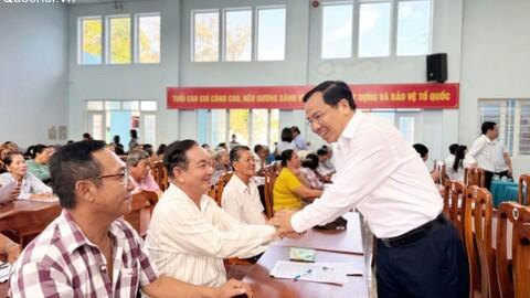 Tổng Thư ký Quốc hội, Chủ nhiệm Văn phòng Quốc hội Lê Quang Mạnh tiếp xúc cử tri xã đảo Thạnh An, TP. Hồ Chí Minh