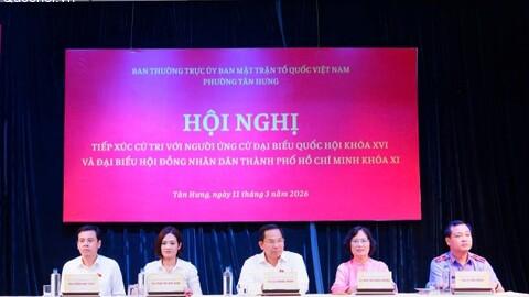 Tổng Thư ký Quốc hội, Chủ nhiệm Văn phòng Quốc hội Lê Quang Mạnh dự Hội nghị tiếp xúc cử tri phường Tân Hưng, TP. Hồ Chí Minh