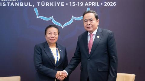 Chủ tịch Quốc hội Trần Thanh Mẫn tiếp Phó Chủ tịch Quốc hội Lào Sounthone Xayachak