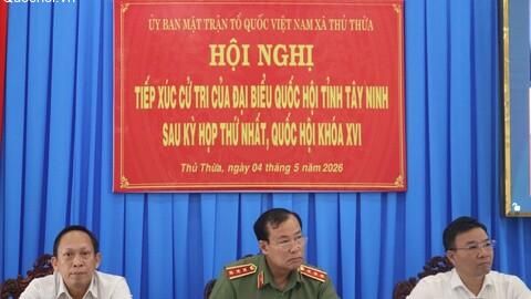 Chủ nhiệm Ủy ban Quốc phòng, An ninh và Đối ngoại, Thượng tướng Lê Tấn Tới tiếp xúc cử tri các xã Thủ Thừa, Tân Long, Lương Hòa, tỉnh Tây Ninh