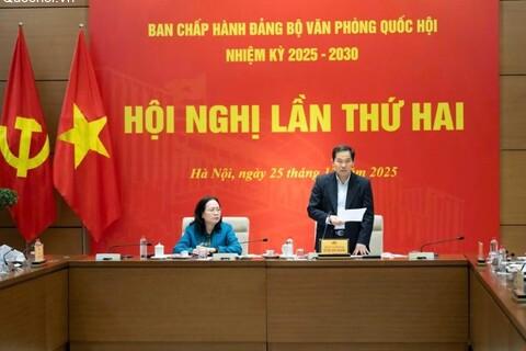 Bí thư Đảng ủy Lê Quang Mạnh chủ trì Hội nghị lần thứ Hai, Ban Chấp hành Đảng bộ Văn phòng Quốc hội