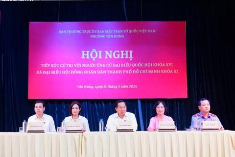 Tổng Thư ký Quốc hội, Chủ nhiệm Văn phòng Quốc hội Lê Quang Mạnh dự Hội nghị tiếp xúc cử tri phường Tân Hưng, TP. Hồ Chí Minh