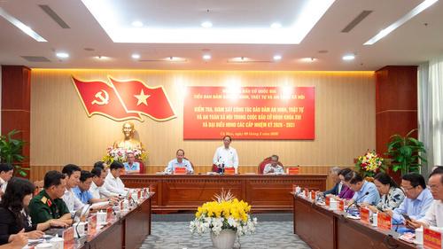 Phó Chủ tịch Quốc hội, Thượng tướng Trần Quang Phương kiểm tra, giám sát công tác chuẩn bị bầu cử tại Cà Mau