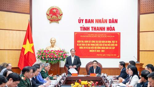 Phó Chủ tịch Quốc hội, Thượng tướng Trần Quang Phương kiểm tra, giám sát công tác chuẩn bị bầu cử tại UBBC tỉnh Thanh Hóa