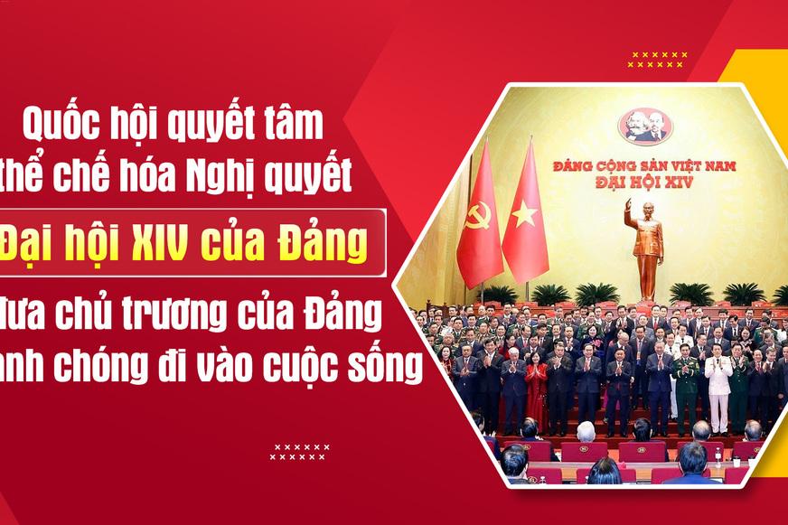 [Infographic] Quốc hội quyết tâm thể chế hóa Nghị quyết Đại hội XIV của Đảng - đưa chủ trương của Đảng nhanh chóng đi vào cuộc sống