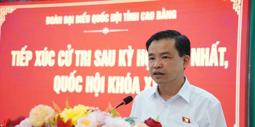 Đoàn đại biểu Quốc hội tỉnh Cao Bằng tiếp xúc cử tri tại xã Trùng Khánh sau Kỳ họp thứ nhất, Quốc hội khóa XVI