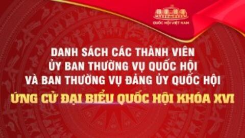 Danh sách các thành viên Ủy ban Thường vụ Quốc hội và Ban Thường vụ Đảng ủy Quốc hội ứng cử đại biểu Quốc hội khóa XVI